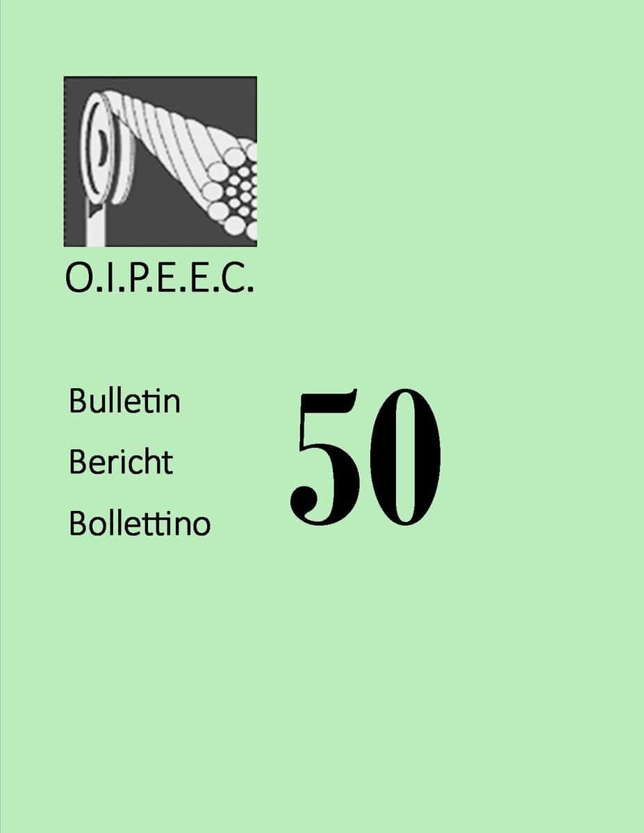 Alternative Text: Oipeec Book Store Bulletin Cover Featuring The Number 50, With Multilingual Titles In English, German, And Italian On A Light Green Background.
