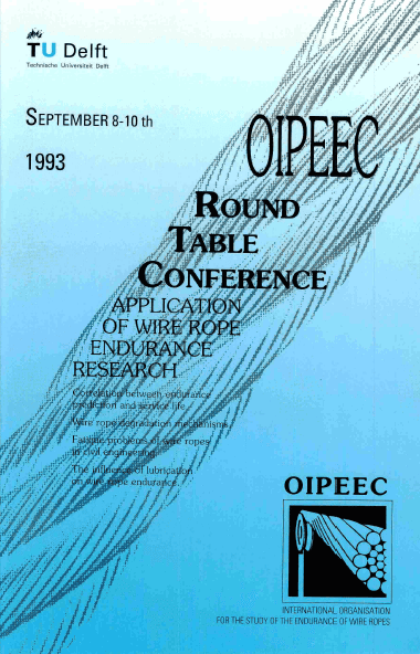 Oipeec Book Store Promotional Image Showcasing Conference Event Poster With Details On Wire Rope Endurance Research And Application, Held At Tu Delft From September 8-10, 1993.